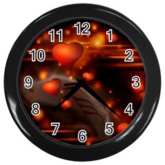 Valentine Day Love Heart Wall Clock (black) by HermanTelo