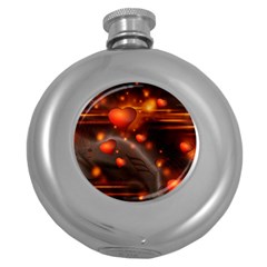 Valentine Day Love Heart Round Hip Flask (5 Oz)