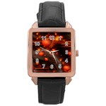 Valentine Day Love Heart Rose Gold Leather Watch  Front