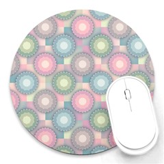 Seamless Pattern Pastels Background Round Mousepads by HermanTelo