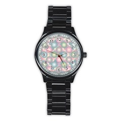 Seamless Pattern Pastels Background Stainless Steel Round Watch