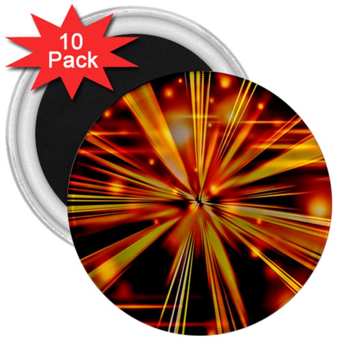 Zoom Effect Explosion Fire Sparks 3  Magnets (10 pack) 