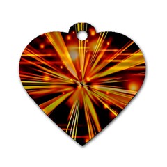 Zoom Effect Explosion Fire Sparks Dog Tag Heart (one Side)