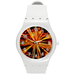 Zoom Effect Explosion Fire Sparks Round Plastic Sport Watch (m)