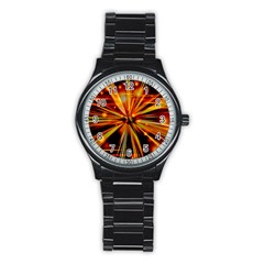 Zoom Effect Explosion Fire Sparks Stainless Steel Round Watch by HermanTelo