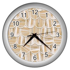 Texture Background Brown Beige Wall Clock (silver) by HermanTelo