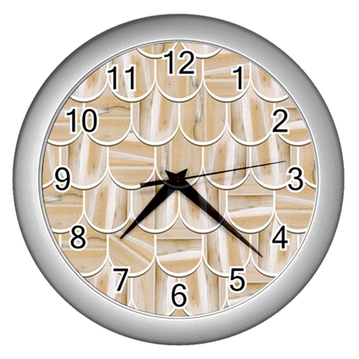 Texture Background Brown Beige Wall Clock (Silver)