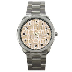 Texture Background Brown Beige Sport Metal Watch