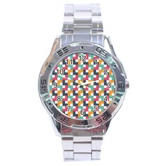 Abstract Geometric Stainless Steel Analogue Watch