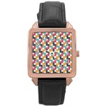 Abstract Geometric Rose Gold Leather Watch  Front