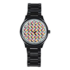 Abstract Geometric Stainless Steel Round Watch