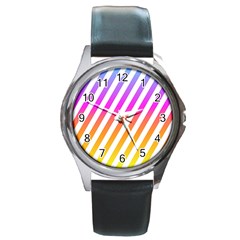 Abstract Lines Mockup Oblique Round Metal Watch