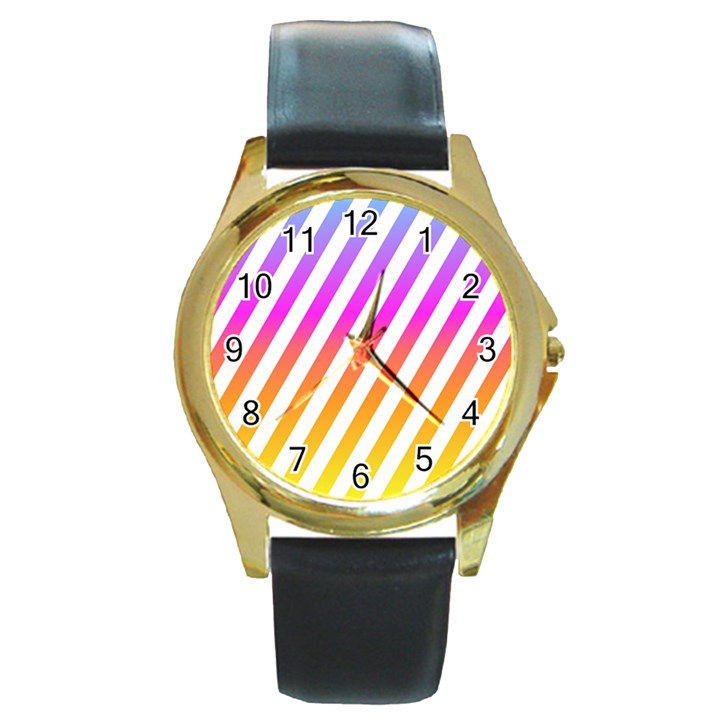 Abstract Lines Mockup Oblique Round Gold Metal Watch