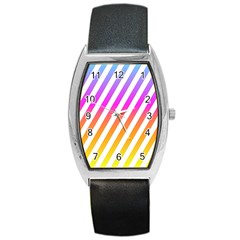 Abstract Lines Mockup Oblique Barrel Style Metal Watch