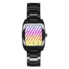 Abstract Lines Mockup Oblique Stainless Steel Barrel Watch