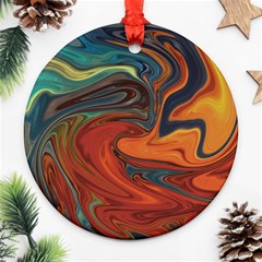 Abstract Art Pattern Round Ornament (two Sides) by HermanTelo