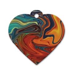 Abstract Art Pattern Dog Tag Heart (one Side)