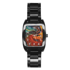 Abstract Art Pattern Stainless Steel Barrel Watch