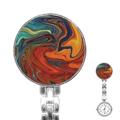 Abstract Art Pattern Stainless Steel Nurses Watch