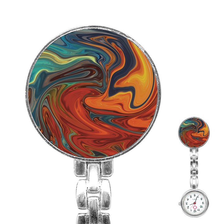 Abstract Art Pattern Stainless Steel Nurses Watch