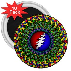 Grateful Dead 3  Magnets (10 Pack)  by Sapixe