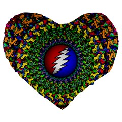 Grateful Dead Large 19  Premium Flano Heart Shape Cushions by Sapixe