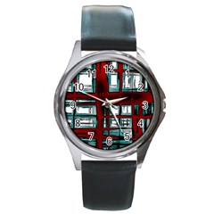 Abstract Color Background Form Round Metal Watch by HermanTelo