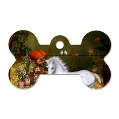 Cute Fairy With Unicorn Foal Dog Tag Bone (two Sides) by FantasyWorld7