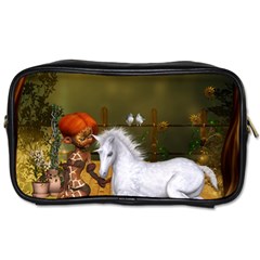 Cute Fairy With Unicorn Foal Toiletries Bag (two Sides) by FantasyWorld7