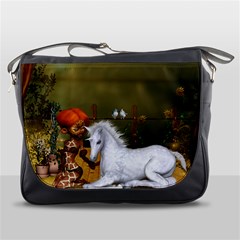 Cute Fairy With Unicorn Foal Messenger Bag by FantasyWorld7