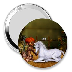 Cute Fairy With Unicorn Foal 3  Handbag Mirrors by FantasyWorld7