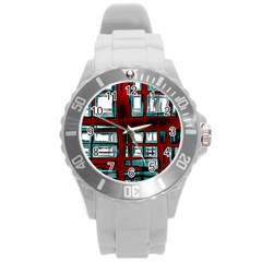 Abstract Color Background Form Round Plastic Sport Watch (l)