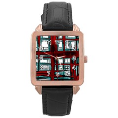 Abstract Color Background Form Rose Gold Leather Watch  by HermanTelo