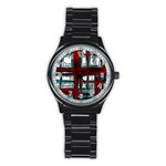 Abstract Color Background Form Stainless Steel Round Watch Front