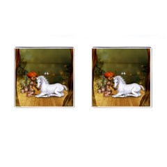 Cute Fairy With Unicorn Foal Cufflinks (square) by FantasyWorld7