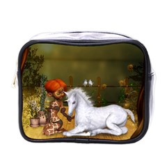 Cute Fairy With Unicorn Foal Mini Toiletries Bag (one Side)