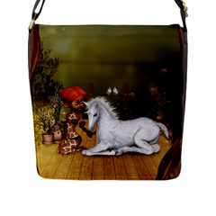 Cute Fairy With Unicorn Foal Flap Closure Messenger Bag (l) by FantasyWorld7