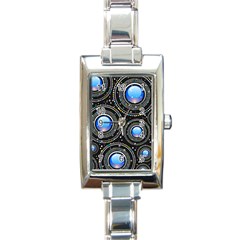 Abstract Glossy Blue Rectangle Italian Charm Watch by HermanTelo