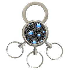 Abstract Glossy Blue 3-ring Key Chain by HermanTelo