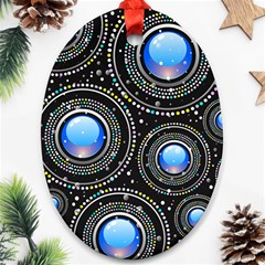 Abstract Glossy Blue Oval Ornament (two Sides)