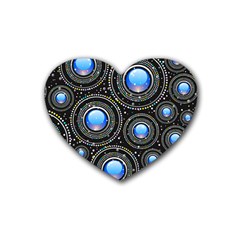 Abstract Glossy Blue Rubber Coaster (heart) 