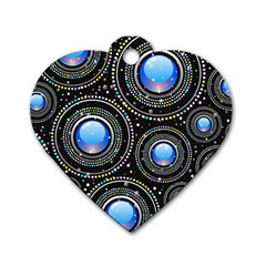 Abstract Glossy Blue Dog Tag Heart (one Side)