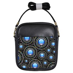 Abstract Glossy Blue Girls Sling Bag