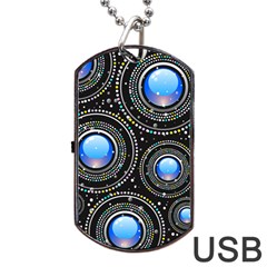 Abstract Glossy Blue Dog Tag Usb Flash (two Sides)