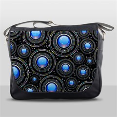 Abstract Glossy Blue Messenger Bag by HermanTelo