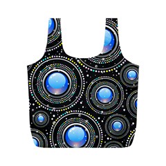 Abstract Glossy Blue Full Print Recycle Bag (m)