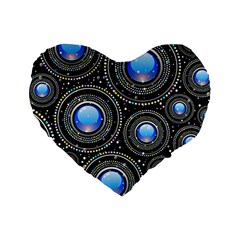 Abstract Glossy Blue Standard 16  Premium Flano Heart Shape Cushions