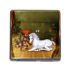 Cute Fairy With Unicorn Foal Memory Card Reader (square 5 Slot) by FantasyWorld7