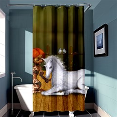 Cute Fairy With Unicorn Foal Shower Curtain 36  X 72  (stall)  by FantasyWorld7