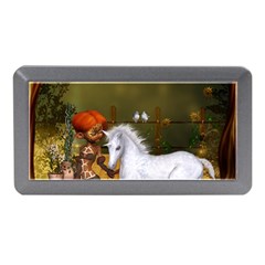 Cute Fairy With Unicorn Foal Memory Card Reader (mini) by FantasyWorld7